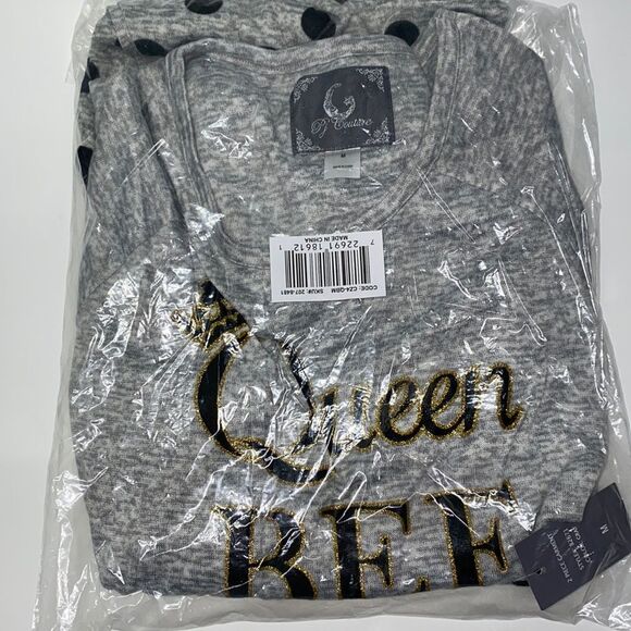 Pj Couture quien Bee gray pajama 2 pc set women’s  New - Picture 2 of 8